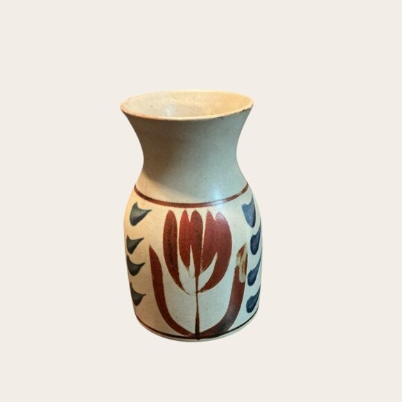 Hakahashi Other - Vintage Hakahashi Japan Stoneware Vase With Hand-Painted Floral Design Bud Vase